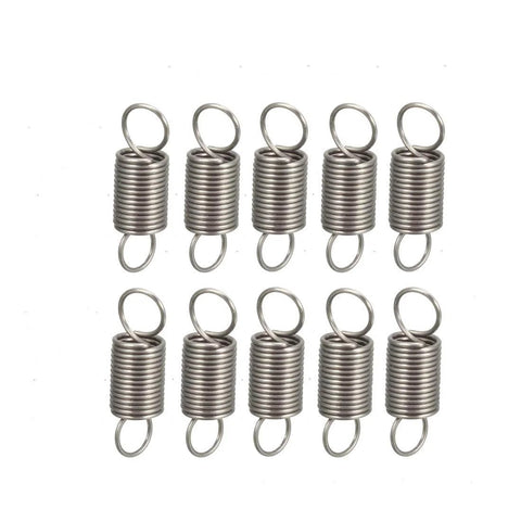 Stainless Steel Dual Hook Tension Spring, 0.012 Inch Wire, 3mm Outer Diameter, 10mm Free Length, Rust Resistant, 10 Pack