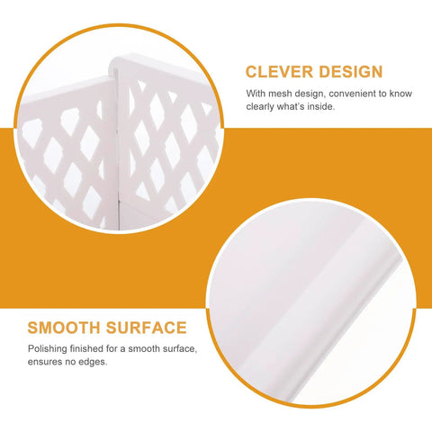 Close-up of Straight Up Game Changer Plastic Drawer Storage Basket design. Mesh pattern shows contents clearly and smooth edges.