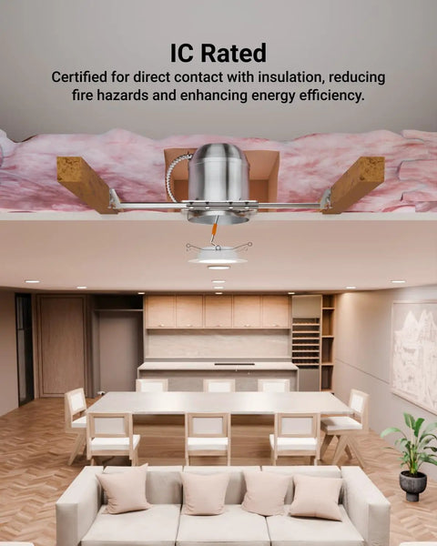Six Pack 6 Inch Recessed Lighting Housing For New Construction Air Tight IC Rated Hardwired 120 277V TP24 Connector Easy