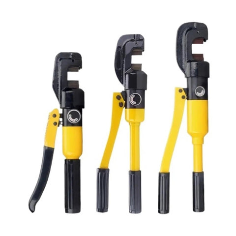 Heavy Duty Hydraulic Crimping And Rebar Cutting Machine Portable Power Tool With Quick Release C-Head angled view with yellow and black design.