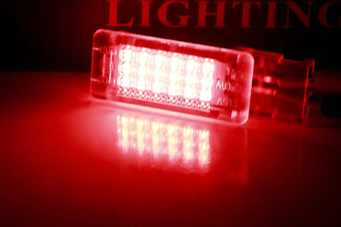 Kickin Red LED Glove Box And Footwell Lights for Volkswagen Vehicles glowing with intense red light
