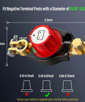 Dimensions diagram of 12V Battery Disconnect Switch IP67 Waterproof Cut Off For Car, Truck, RV, showing fit for negative terminal posts.