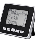 Front view of Ultrasonic Water Level Sensor With Temperature Display Liquid Depth Meter for Tanks and Ponds, LCD screen visible.