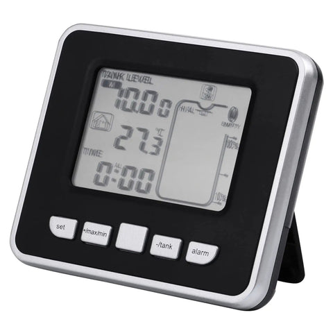 Front view of Indoor Ultrasonic Level Sensor For Water Tank With Temperature Indicator Depth Meter Transmitter And LCD Display
