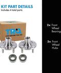 Two Piece Front Wheel Bearing And Hub Kit Compatible With Mitsubishi Lancer 2002 2006 And Mirage 2000 2002 Replacement DIY Friendly Replaces Worn Hubs And Bearings featuring two front wheel bearings and two hubs with packaging