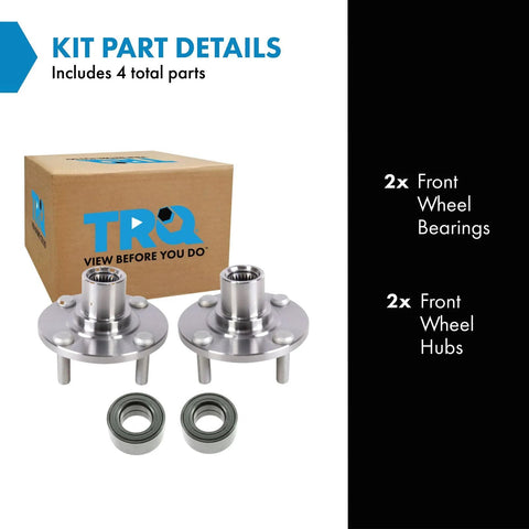 Two Piece Front Wheel Bearing And Hub Kit Compatible With Mitsubishi Lancer 2002 2006 And Mirage 2000 2002 Replacement DIY Friendly Replaces Worn Hubs And Bearings featuring two front wheel bearings and two hubs with packaging