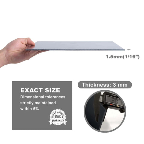 Black Phenolic Sheets Pack Of Three 12x12 Inch Panels 1/8 Inch Thick Laminated Resin Plate Board For Electronics Fixtures DIY Projects Crafts And Pro Grade Crafting, 3 mm thickness shown