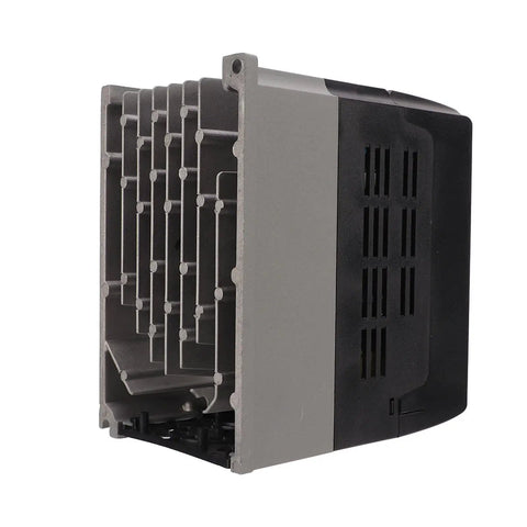 Beefed Up 3kW Variable Frequency Drive With Digital Display For Industrial Use A Heavy Duty VFD Controller With SMD Design And Rugged ABS Shell Built Around A High Performance Motherboard For Reliable Variable Speed Control, black ABS side view