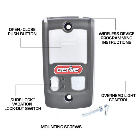 Series II Wall Console for Garage Door Opener With Sure Lock Vacation Lock for Extra Security, Backlit Light Button, Model GBWCSL2 BX