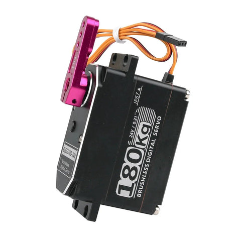 Beast Mode 180Kg Heavy Duty Digital Servo with purple arm, waterproof design for RC car projects, high torque performance.