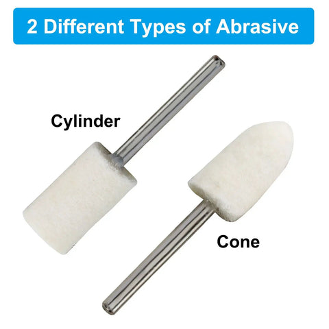100 Pcs Wool Felt Polishing Bits Set With One Eighth Inch Shank Cone And Cylinder Shapes For Rotary Tool Buffing And Polishing