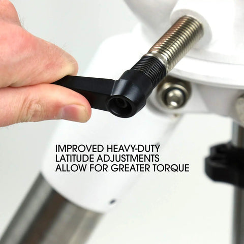 Close-up of heavy-duty latitude adjustment on German Equatorial Telescope Mount With Fully Computerized GoTo