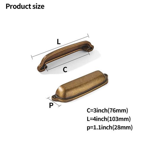 Antique Brass Cup Pulls 3 Inch Center To Center 10 Pack Heavy Duty Cabinet And Drawer Handles with size dimensions