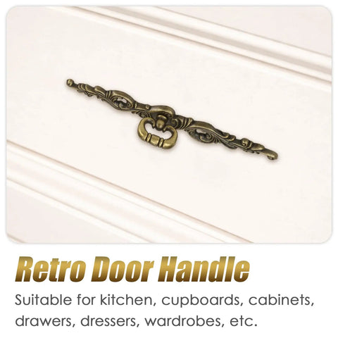 Retro door handle for kitchen, cupboards, and cabinets with vintage bronze design, 200mm long and comes with screws.