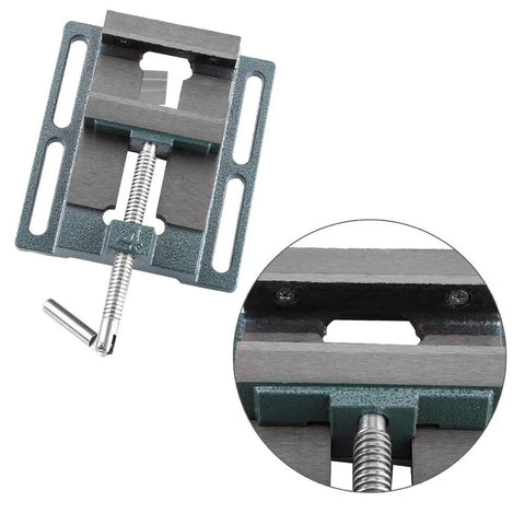 Cast Iron Industrial Heavy Duty 6 Inch Four Jaw Collar Drill Press Vise With Big Clamping Power For Milling Machine Workshop Metalworking top view with adjustable screw.