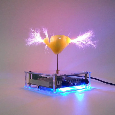 Bluetooth Music Tesla Coil Kit With Wireless Power And Built In Speaker showcasing touchable arc lightning display.