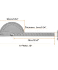 Hefty Stainless Steel Angle Protractor And 0 To 180 Degree Round Head Finder Measuring Ruler with 14cm scale for woodworking.