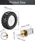 12V DC Mini Gear Motor N20 With D Shaft Fixed Frame Mount Nut And Plastic Wheel for DIY Toys and Science Projects, size dimensions shown