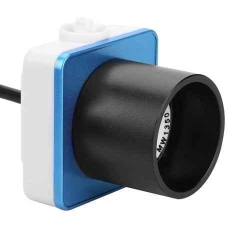 One Point Twenty Five Inch Digital Eyepiece Camera For Telescopes With USB Port shown from side angle, black and blue casing visible