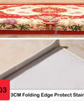 Close-up of 3CM thick edge of Set Of 13 Non Slip Washable Stair Treads Carpet With Skid Resistant Rubber Backing, Alexander Red.