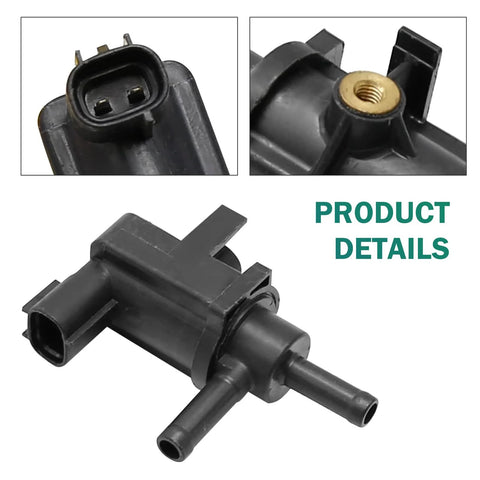 Polcatay vacuum switch valve, black plastic with a 2-pin plug and dual hose ports