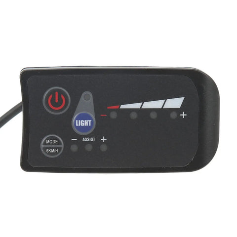 5 Pin Electric Bike Power Display Meter With LED Readout, Universal Handlebar Panel for 24V E Bike and Mountain Bike, front view
