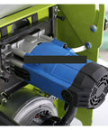 Knock Out Custom Builds Fast With This Portable Dust Free Desktop Composite Saw That Slides Through Wood Like Butter While Delivering Smooth Miters And Zero Shop Mess Daily close-up of the blue motor inside the dust-free saw.