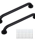 Built Like A Tank Matte Black Stainless Steel Grab Bars 12 Inch Handrail set with mounting screws for easy installation.