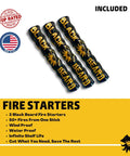 Campfire Fire Starter Kit With Rope And Ferro Rod, Easy Spark System, Includes Organizer And Velcro Patch, shown with fire starters