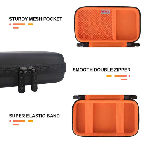 Heavy Duty Slick Daily Driver Travel Case For Macbook Adapters Type C Chargers And Tech Gear With Spacious Soft Interior For Hubs Mice And Cables Water Resistant PU Leather Black with mesh pocket and double zipper.