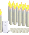 12 Pack Battery Operated Taper Candles With Remote, Warm White Flicker, Flameless LED Handheld Floating Candles And Hanging Candlesticks For Party Decor Vibes, Halloween, Christmas, Church And Home