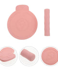Two Pack Silicone Ice Cream Maker Sleeves Compatible With Ninja Creami Series pink storage covers with ice cream icon.