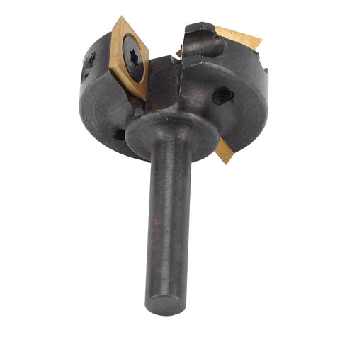 Top Tier High Performance Slab Flattening Router Bit For CNC With 1 3/8 Inch Cut Diameter And Sturdy 1 4 Inch Shank, showcasing angled cutting edges.