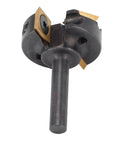 Heavy Duty Slab Flattening Router Bit With 1/4 Inch Shank And Tungsten Carbide Spoilboard Surfacing Planer, showing carbide inserts.