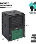 80 Gallon Large BPA Free Outdoor Compost Bin With Rotating Chamber And Sliding Door for garden patio
