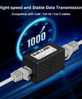 Female to Female RJ45 Ethernet Coupler Extender for Cat7 Cat6 Cat5e Cat5 Cables Plug and Play Ethernet Adapter in use with cables