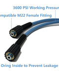 25Ft 1 Quarter Inch High Pressure Washer Hose With 3600 PSI M22 14mm Quick Connect Replacement Hose For Most Brands