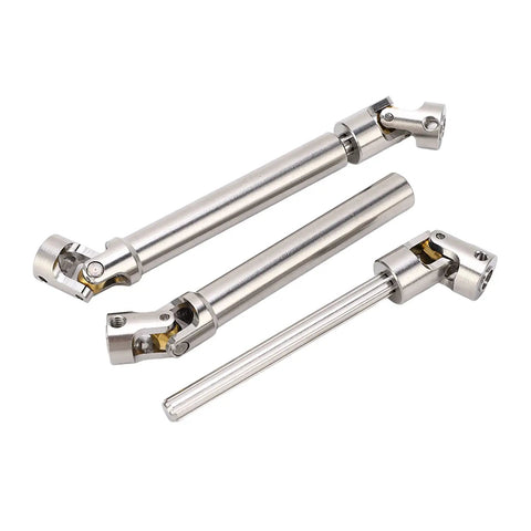Two Pack Stainless Steel M4 RC Drive Shafts For One Tenth Scale Crawler Upgrades with brass ball joint, 113mm length, fits SCX10 II