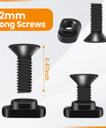 12mm long black screws with T nuts for M-Loc and Picatinny rail mounts in the Slick 12 Piece T Nut And Screw Replacement Bundle.