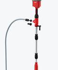 Heavy Duty Submersible Sump Pump With Adjustable Telescoping Pole Utility Water Pump High Flow, red and silver design with hose fittings.