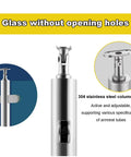 Heavy Duty Adjustable Stainless Steel Glass Railing Posts showing the 304 stainless steel column head for securing patios and walkways.