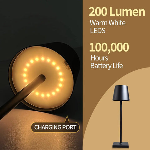 Rechargeable LED Table Lamp Cordless Dimmable Touch Lamp For Bedroom And Desk Dope Portable Decorative Light with warm LEDs