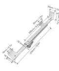 Casement Window Hinge With Adjustable Aluminum Alloy T Shape Positioning Safety Window Stay No Drill Installation Friction Hinge Kit With 7 Screws for Sliding Pivot, dimensions labeled
