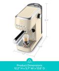 Barista Worthy Home Espresso Machine With 20 Bar Pressure, Stainless Steel Coffee Maker, Steam Milk Frother, Cream Finish