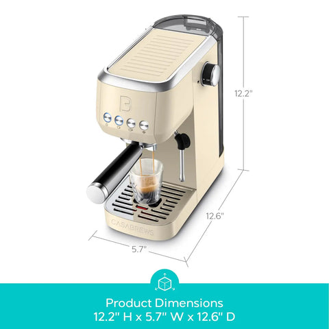 Barista Worthy Home Espresso Machine With 20 Bar Pressure, Stainless Steel Coffee Maker, Steam Milk Frother, Cream Finish