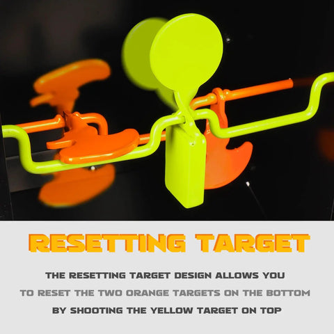 Close-up of resetting target mechanism in BB Trap With Built In Pellet Collector And Resetting Target For Airguns Durable Easy Setup.