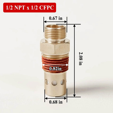 Air Compressor Check Valve Brass Half Inch NPT And Half Inch CFPC Fittings Durable Metal Construction