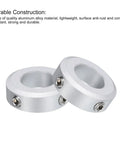10 Piece Set Screw Collars 17mm Bore Aluminum Shaft Collars 32mm OD 10mm Thick Beefy Clamp Collar shown in silver aluminum