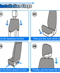 Installation steps for 2 Pack Breathable Car Seat Covers That Are Super Soft And Comfy Front Seat Protector Set With Anti Slip Grip And Universal Fit For Truck SUV Sedan Airbag Compatible Black