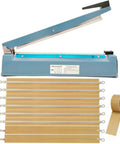 Super No Sweat Heavy Duty Heat Seal Machine For Mylar Cookie And Poly Bags 12 Inch Wide Manual Sealer with spare Teflon tape.